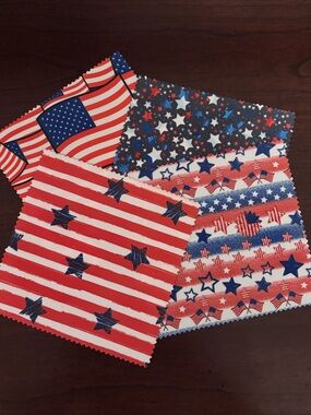 Bundle of 4 Patriotic Red White & Blue Microfiber Cloths-Stars & Stripes Prints